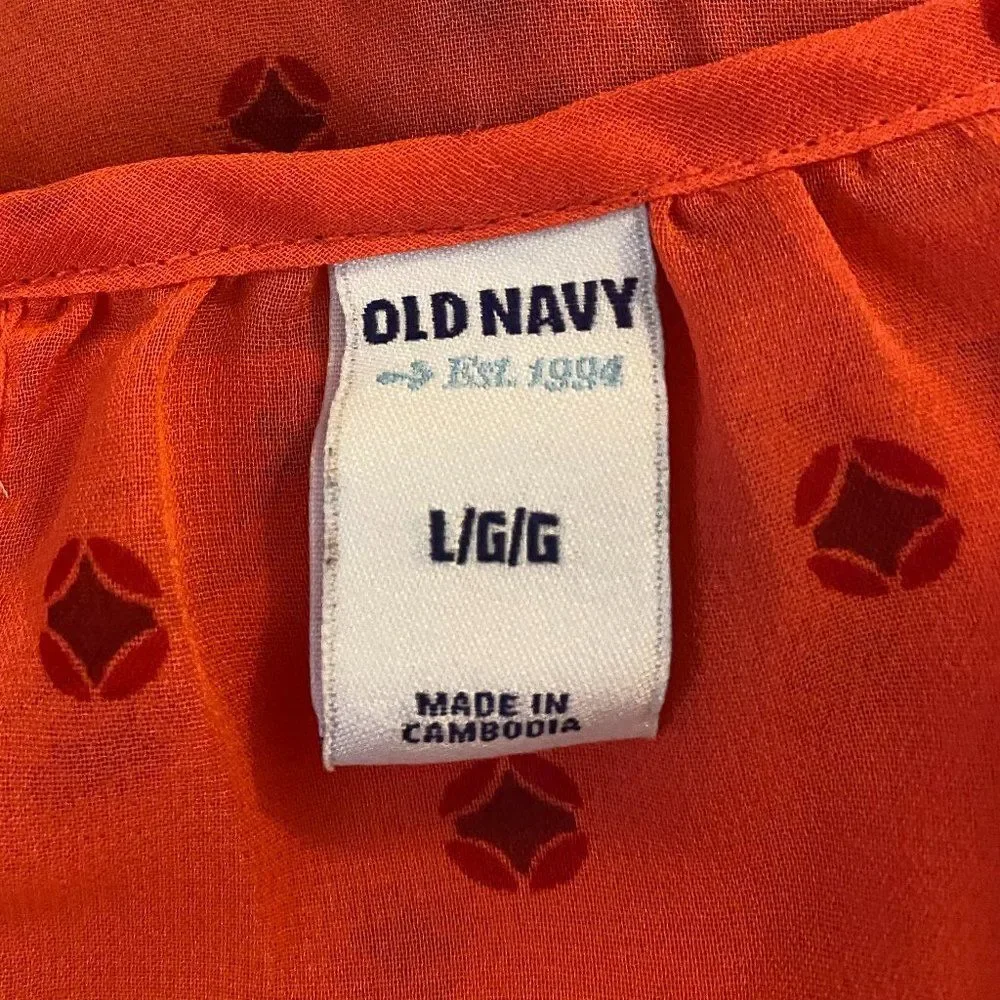 Old Navy Coral Three Quarter Sleeve Sheer Top Womens Size L